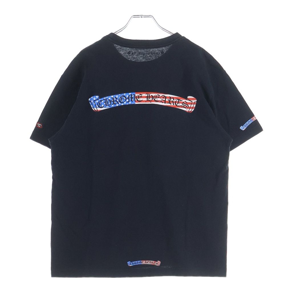 CHROME HEARTS (クロムハーツ) バックアメリカンフラグスクロールラベルプリント 半袖Tシャツカットソー