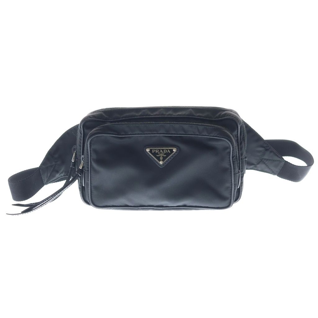 PRADA (プラダ) トライアングルロゴプレート ウエスト ボディバッグ ナイロン ブラック 1BL010