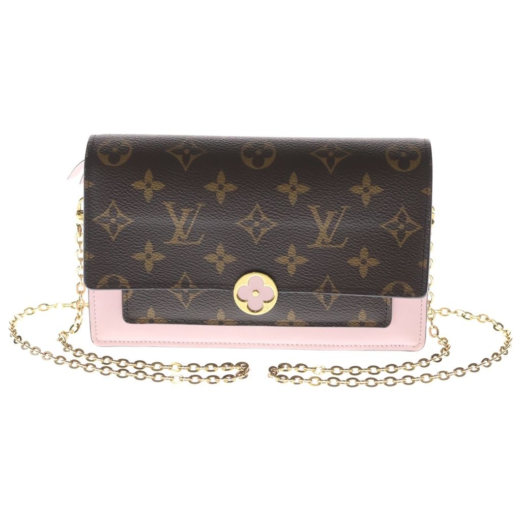 LOUIS VUITTON (ルイヴィトン) モノグラム ポルトフォイユ フロール チェーン ショルダーバッグ PVC レザー ローズバレリーヌ M67405 ICタイプ ブラウン/ピンク