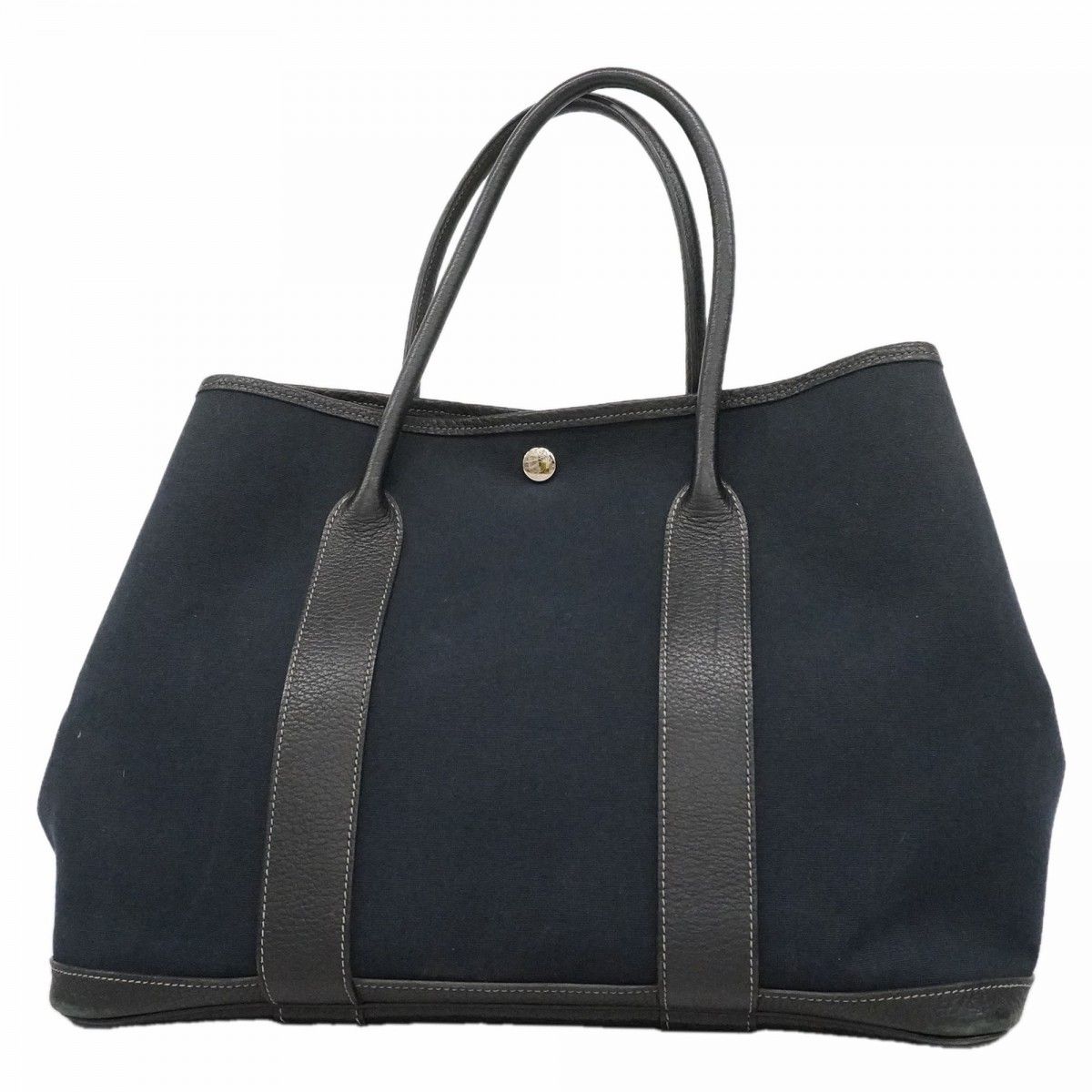 【6fd5830】エルメス トートバッグ ガーデンパーティPM トワルオフィシエ ブラック シルバー金具 □N刻印【中古】レディース