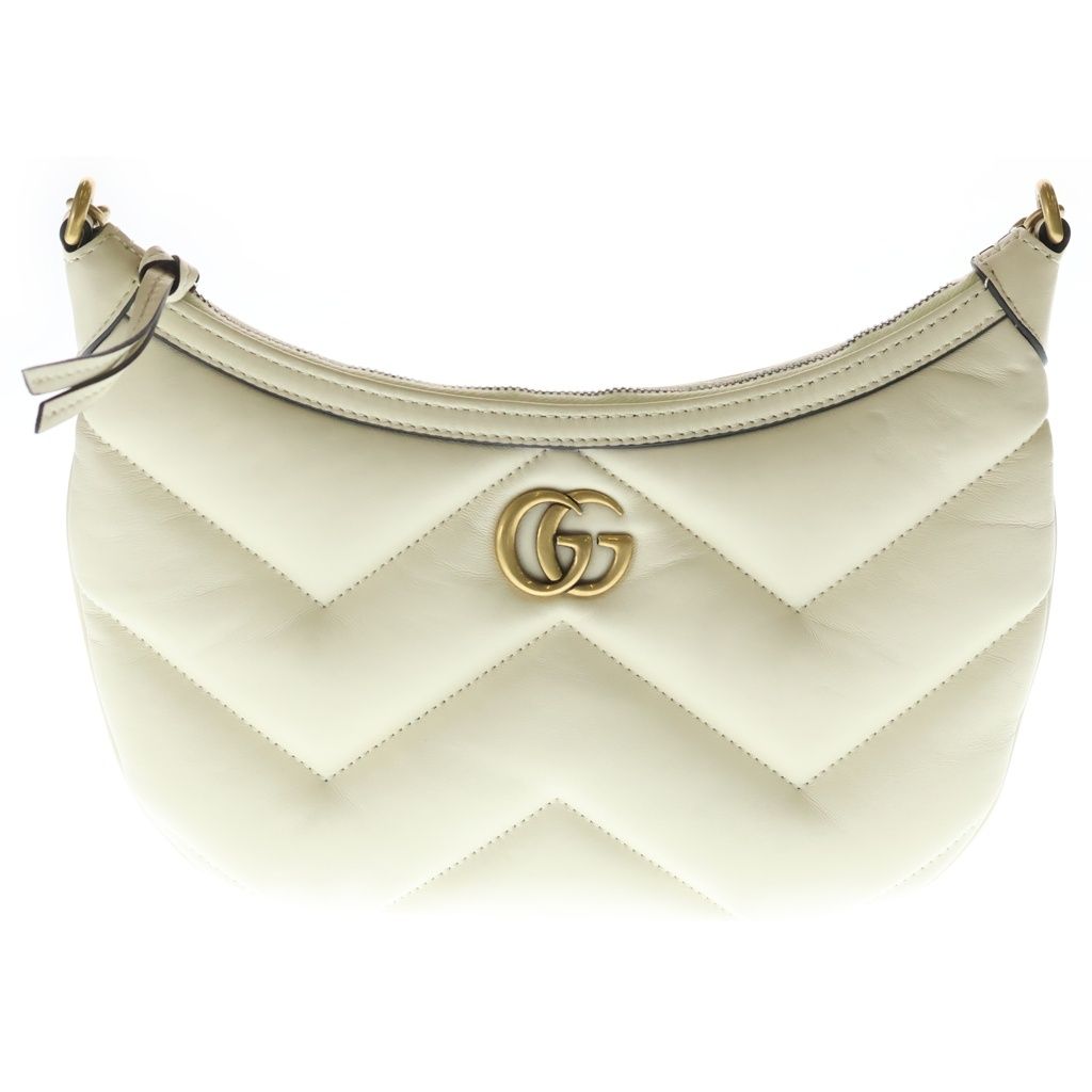 GUCCI (グッチ) GGマーモントスモールワンショルダー ショルダーバッグ ホワイト レザー 777263 ゴールド金具