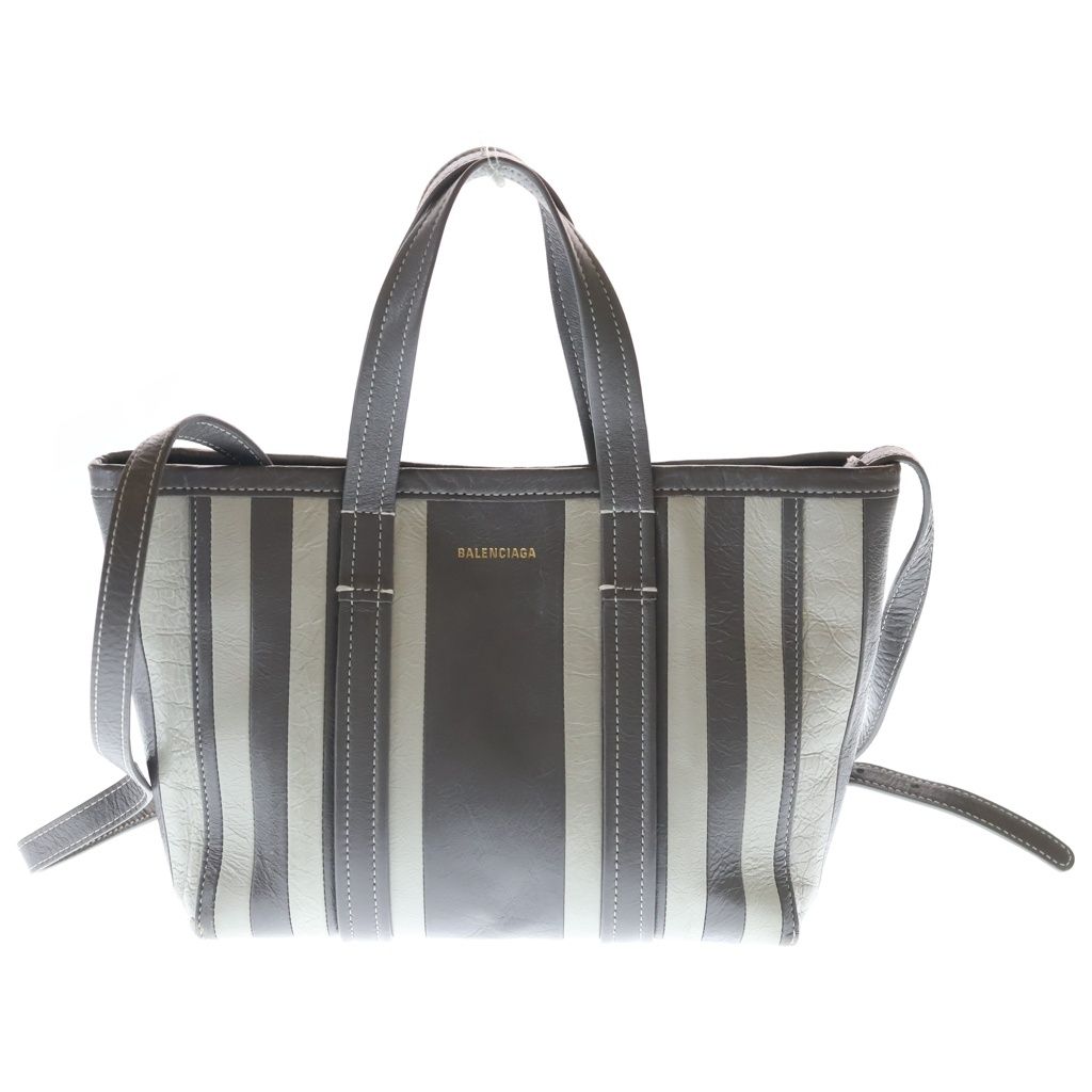 BALENCIAGA (バレンシアガ) バルべス 2WAYハンドバッグ ショルダーバッグ グレー×ホワイト レザー 671404 シルバー金具