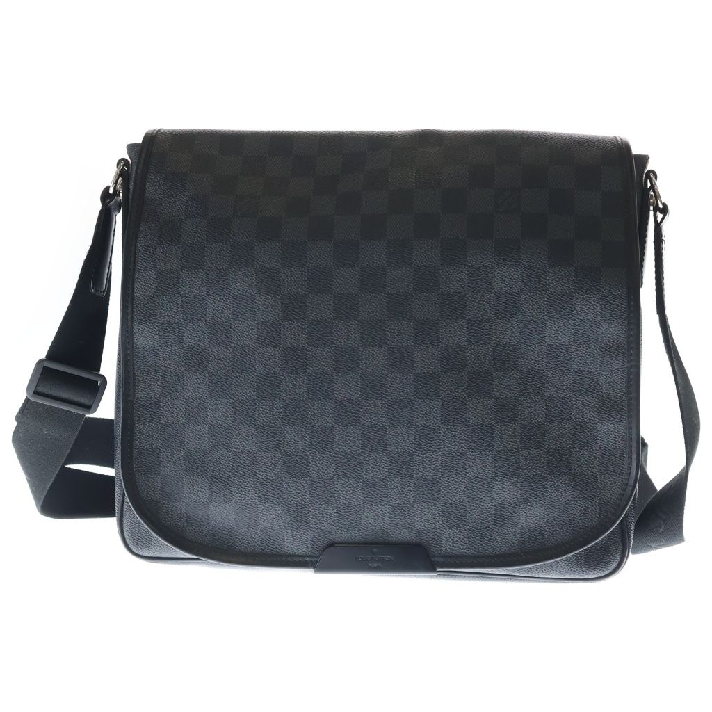 LOUIS VUITTON (ルイヴィトン) ダミエグラフィット ダニエルGM ショルダーバッグ ブラック レザー×PVC N58033 シルバー金具