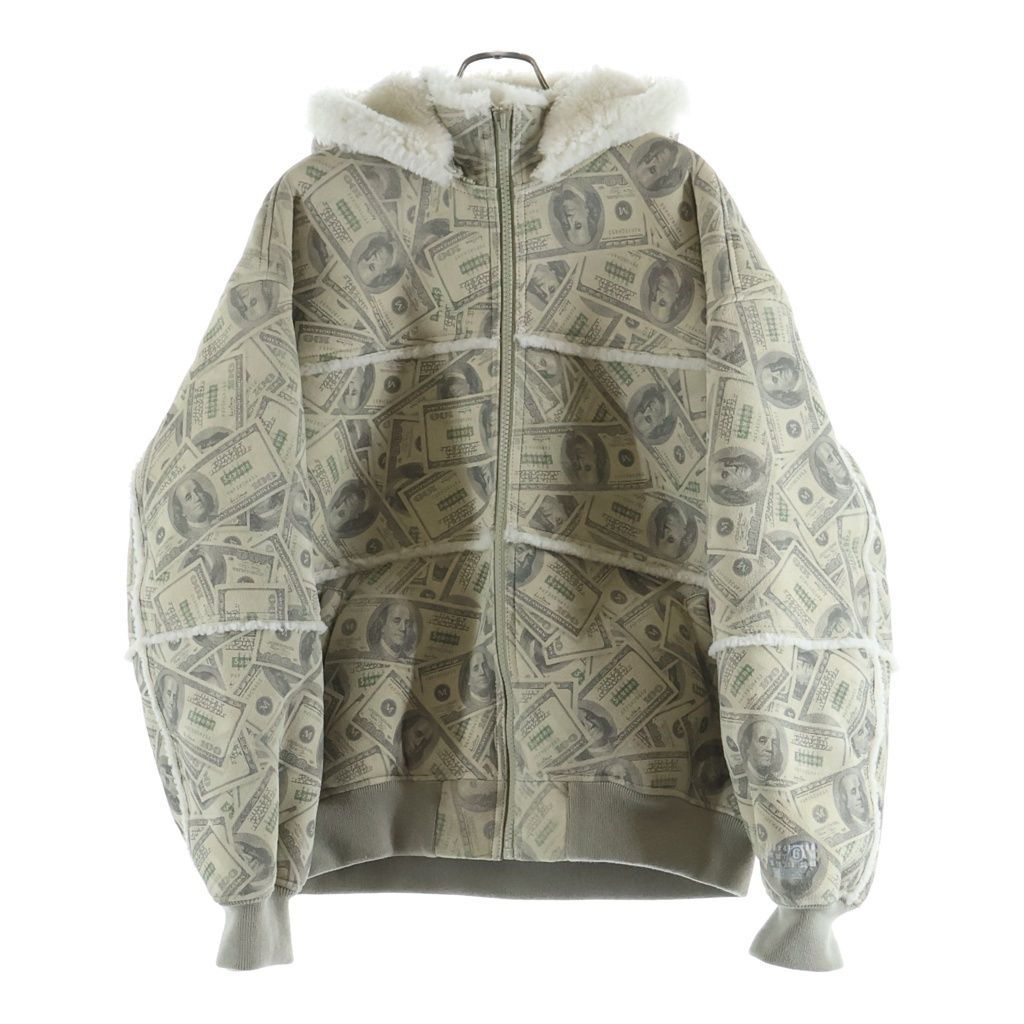SUPREME (シュプリーム) ×MM6 Maison Margiela Hooded Shearling Bomber Jacket Money エムエム6 メゾンマルジェラ シアリング ボンバー ラムレザー ジャケット クリーム