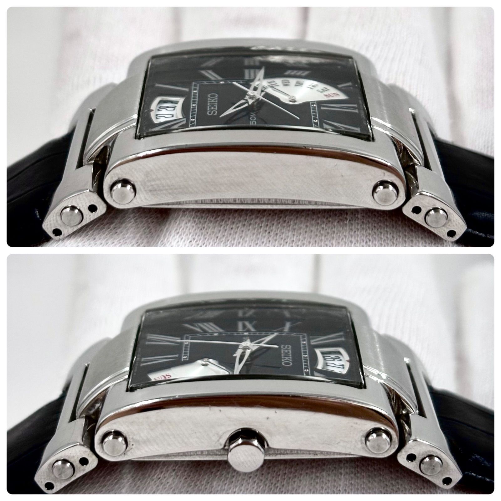 稼働/純正ベルト】SEIKO/セイコー 腕時計 クォーツ レクタンギュラー