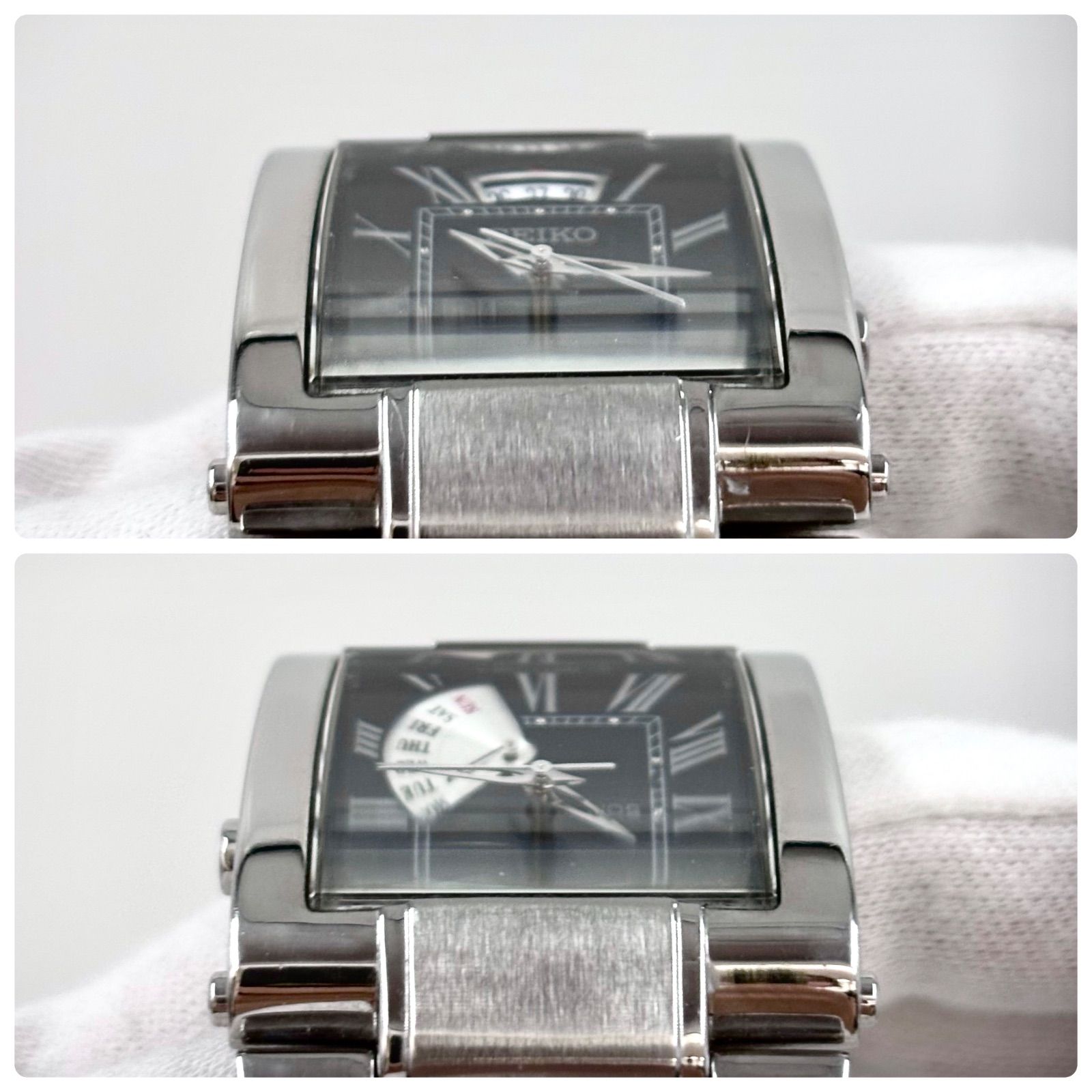 稼働/純正ベルト】SEIKO/セイコー 腕時計 クォーツ レクタンギュラー 