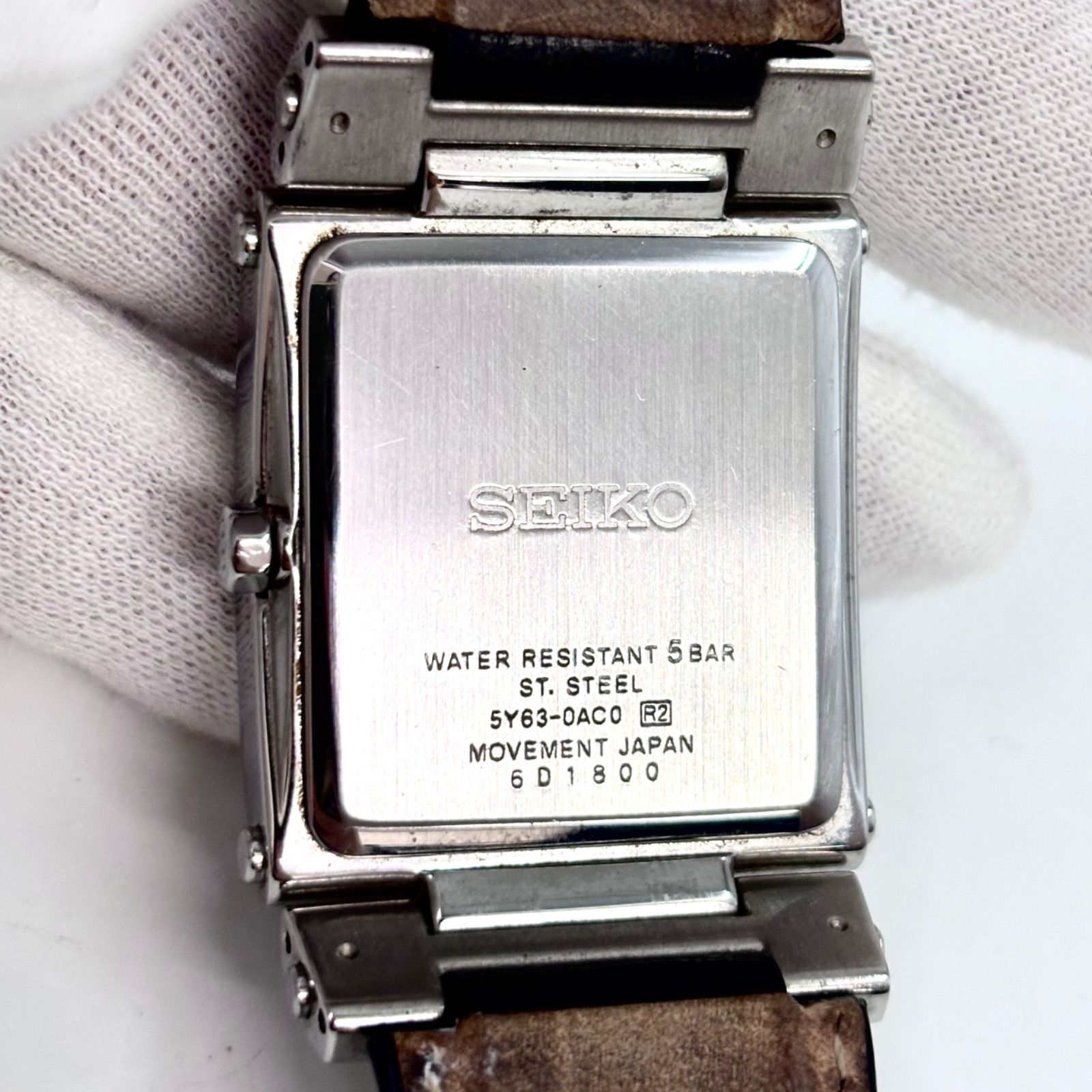 稼働/純正ベルト】SEIKO/セイコー 腕時計 クォーツ レクタンギュラー 