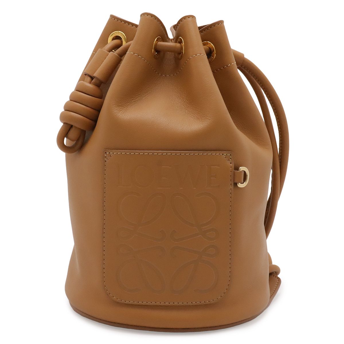 LOEWE ロエベ セーラーバッグ スモール ドローストリング バケットバッグ ショルダーバッグ 巾着型 レザー ウォームデザート ブラウン A734Z18X11