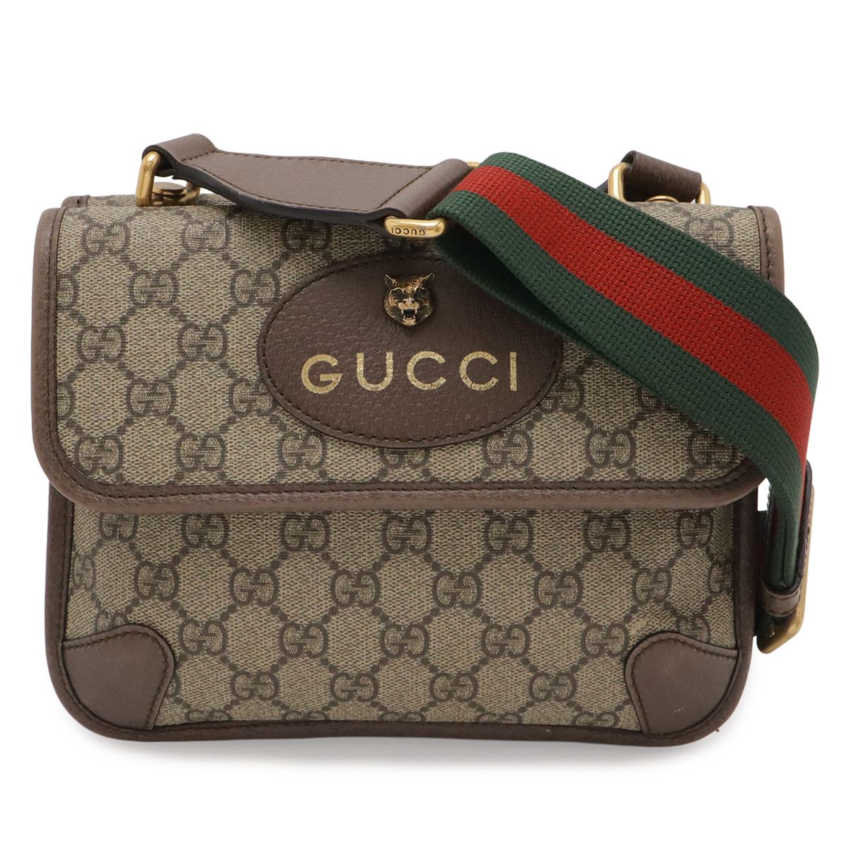 GUCCI グッチ ネオヴィンテージ GGスプリーム スモール メッセンジャーバッグ ショルダーバッグ タイガーヘッド PVC レザー ベージュ 501050