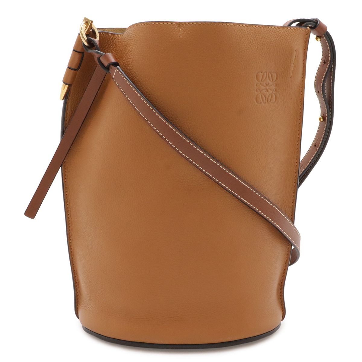 LOEWE ロエベ アナグラム ゲートバケット バケツバッグ ショルダーバッグ 斜め掛け レザー ブラック キャメル ブラウン 茶 ゴールド金具 321.12.U13
