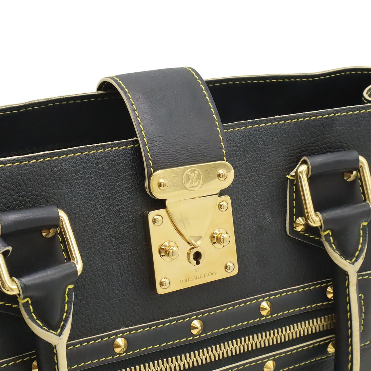LOUIS VUITTON ルイ ヴィトン スハリ ファビュロー トートバッグ ハンドバッグ スタッズ レザー ノワール 黒 ブラック M91812｜詳細画像