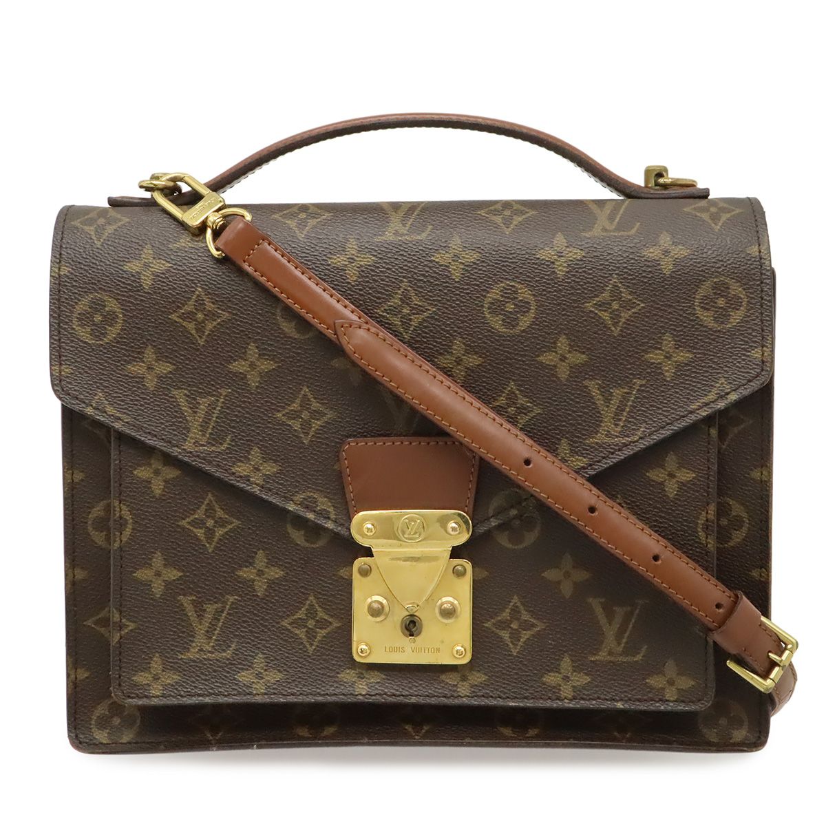 LOUIS VUITTON ルイ ヴィトン モノグラム モンソー28 セカンドバッグ ハンドバッグ ビジネスバッグ 2WAY ショルダーバッグ 斜め掛け 鍵欠品 M51185