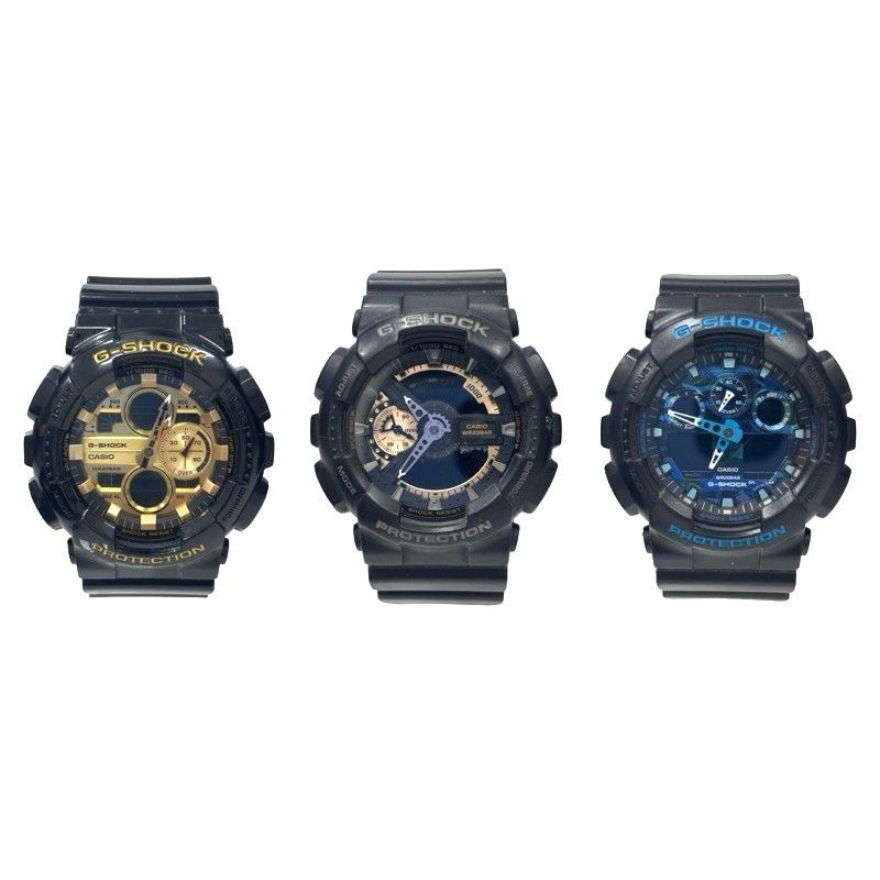 3点セット CASIO カシオ GA-110RG-1AJF / GA-100CB-1AJF / GA-140GB-1A1JF 腕時計メンズ クオーツ ブラック文字盤 未稼働品 まとめ売り 【ジャンク品】 52605K2773