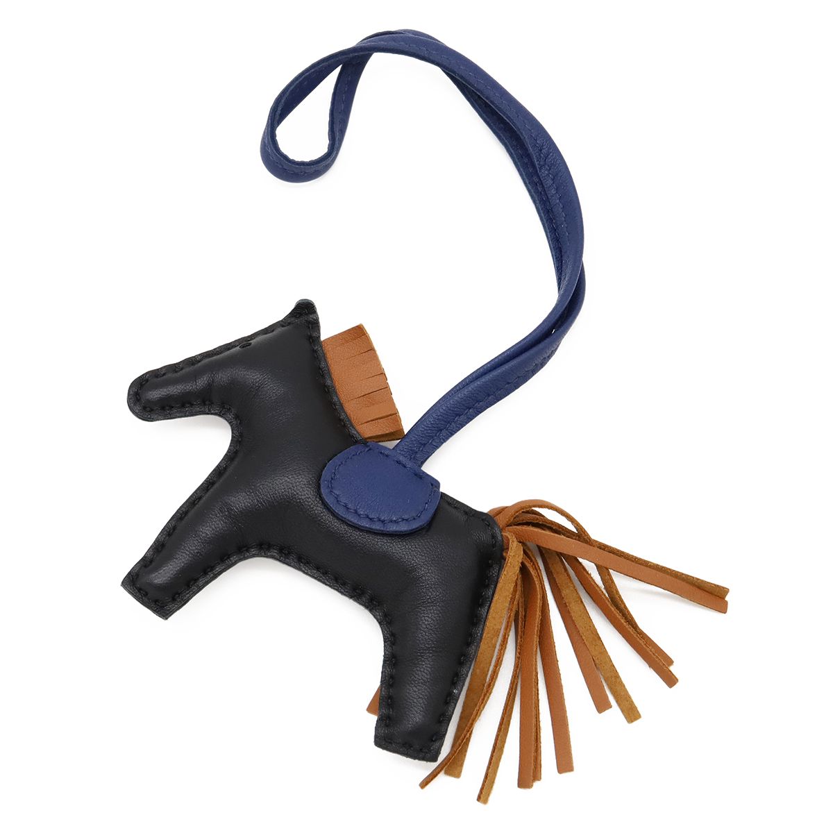 HERMES エルメス ロデオチャーム PM バッグチャーム アクセサリー オーナメント 馬モチーフ アニョーミロ レザー ブラック ゴールド D刻印