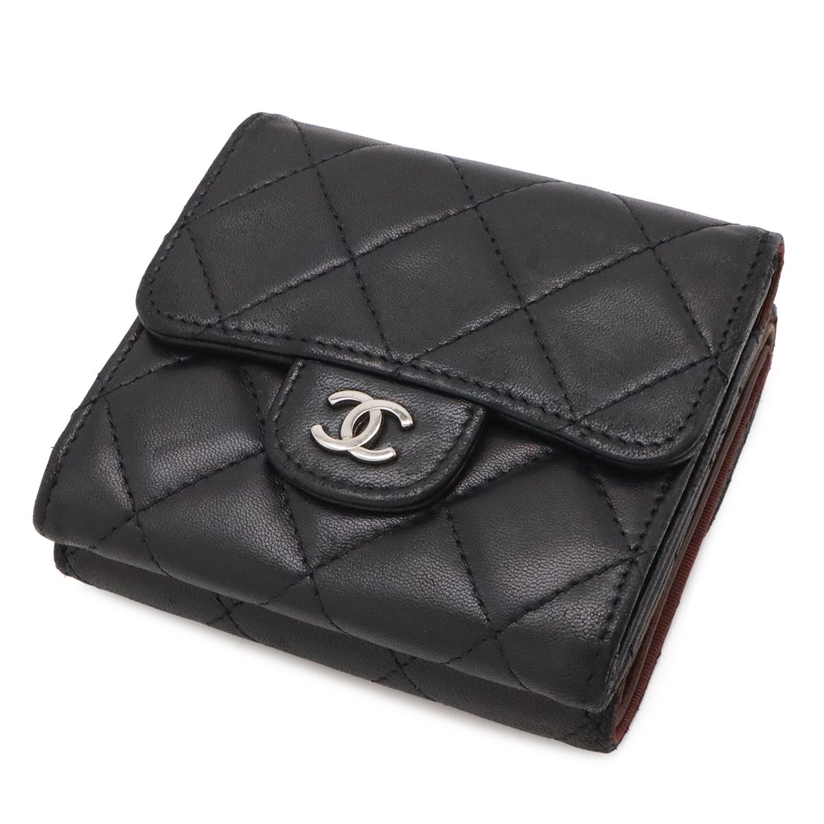 CHANEL シャネル マトラッセ ココマーク 2つ折財布 二つ折り Wホック