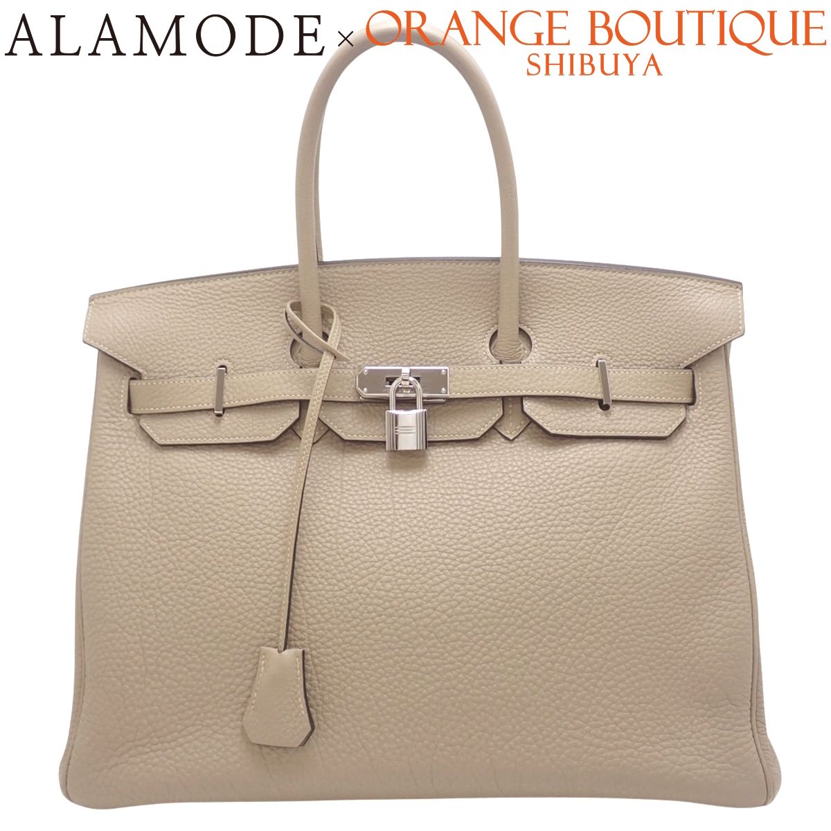 HERMES(エルメス) バーキン35 トゥルティエールグレー グレー ベージュ トゴ パラジウム金具 シルバー金具 □L刻印 ハンドバッグ トートバッグ レディース 40802197448【中古】【アラモード】