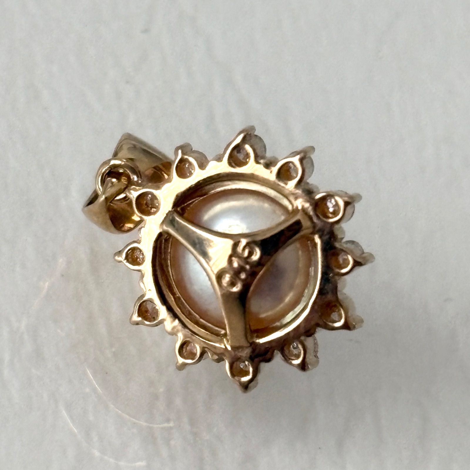 061【タサキ】K18 パール 約8.2mm ダイヤモンド 0.15ct ネックレス 