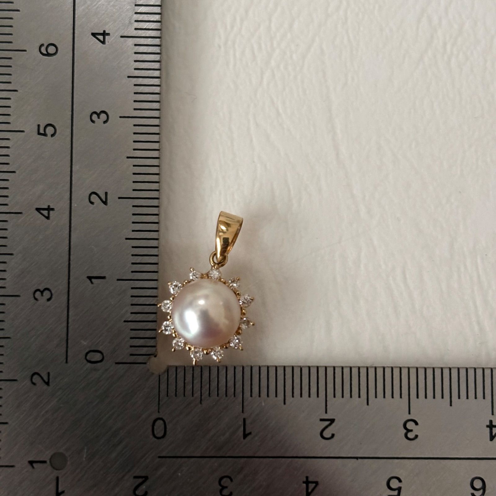 061【タサキ】K18 パール 約8.2mm ダイヤモンド 0.15ct ネックレス 
