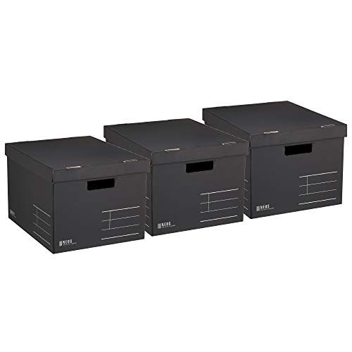 コクヨ 収納ボックス NEOS Lサイズ フタ付き ブラック 3個セット A4-NELB-DX3AMma