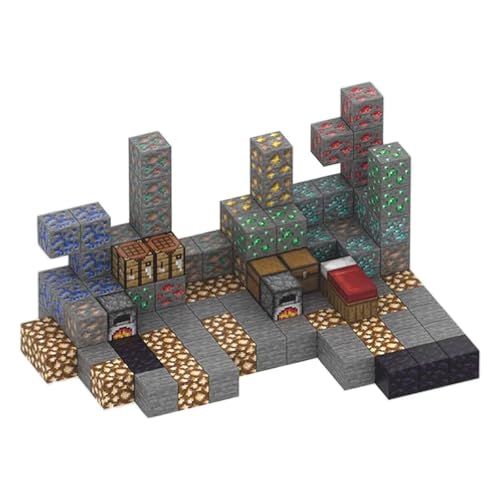 マグネットブロック マイクラ風 磁石ブロック 積み木 マグネット 立体パズル 知育玩具 マグネットパズル 小学生 おもちゃ 誕生日 入園 卒園 ギフト クリスマスプレゼント 128PCS 鉱石大富豪ｍａ
