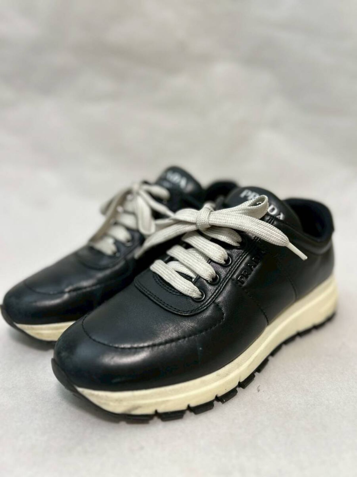 PRADA ローカットスニーカー 1E553L レディース カーフレザー 黒 24cm