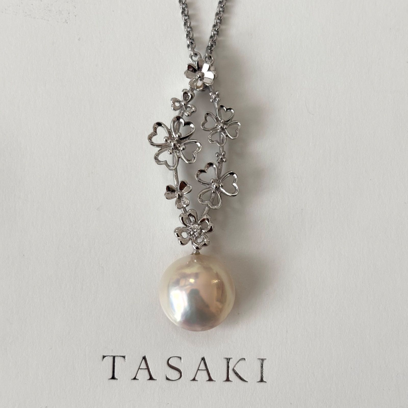 174【タサキ】シルバー　マベパール　約14.7mm ダイヤモンド　0.03ct ネックレス
