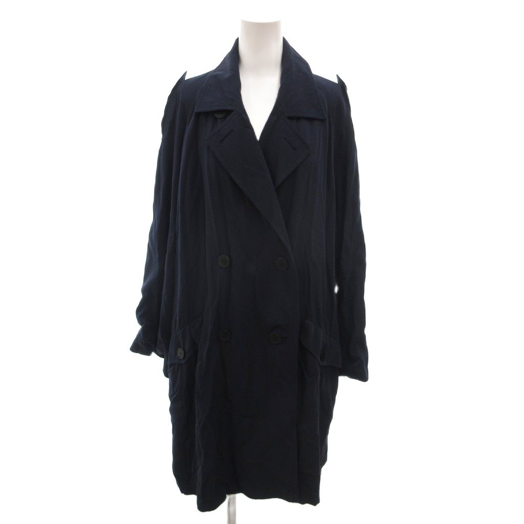 アクアスキュータム AQUASCUTUM ビンテージ トレンチコート 7S 紺 ネイビー ダブルブレスト ミドル丈 /SJ ■ECE006