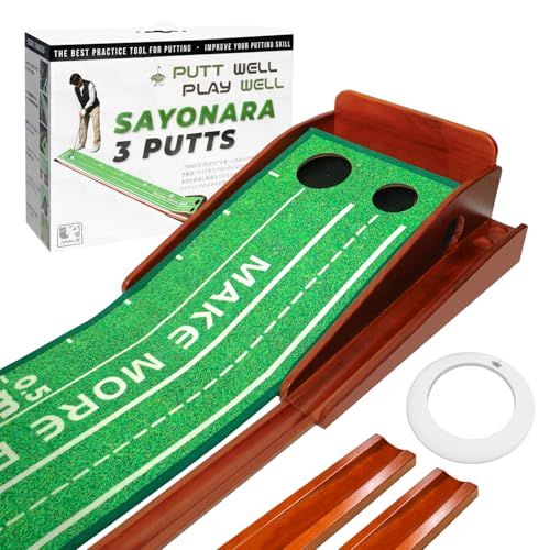 NMILE(エヌマイル) パター練習マット パターマット練習器具 ゴルフ練習器具 トレーニング 自動返球機能 滑らかな傾斜 3m 初心者 上級者 ガイドライン 真っ直ぐ打つ 室内練習 屋外練習t e88e6679