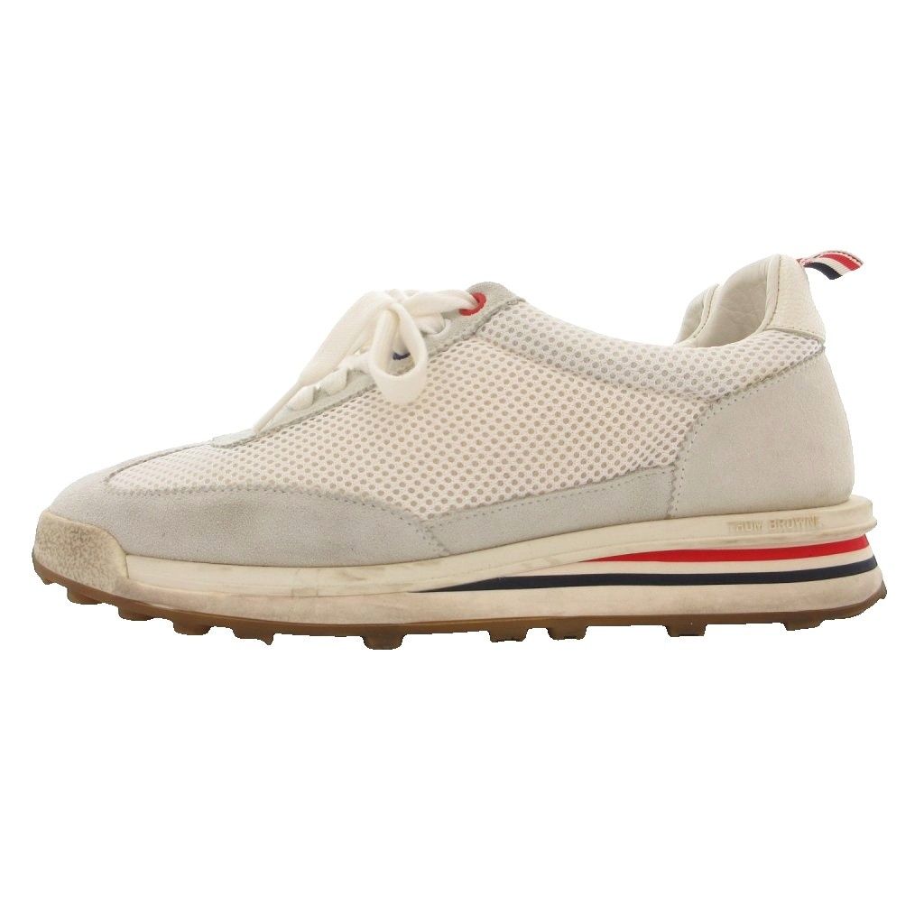 トムブラウン THOM BROWNE RWB ソール テック スニーカー シューズ 7.5 白 ホワイト グレー ストライプ柄 メッシュ MFD180A-03050-100 /SD ■GY62