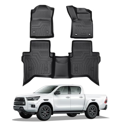 R★新型 ハイラックス GUN125 後期 AT車用 フロアマット 車種専用 HILUX GUN125 マイナーチェンジ 3D立体カーマット 防水 TPE材質 保護マット 耐汚れ 耐摩擦 内装 カスタムパーツ インテリア アクセサリー 簡単取 969571fe
