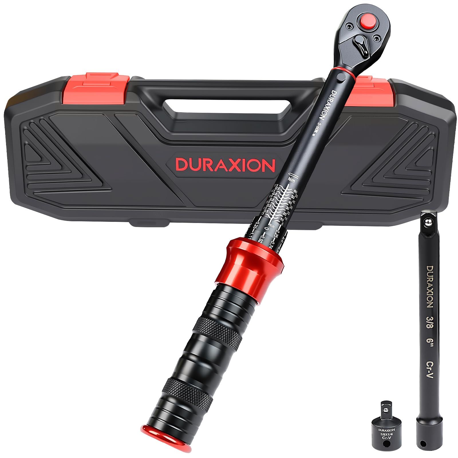 R★3/8インチ トルクレンチ バイク セット3点組レッド プレセット型 差込角9.5 mm 5-60N.m オートバイトルクレンチ 車 エンジン 自転車 バイク修理工具 機械の整備 高精度 正方向±3% 逆方向±5% 見やすいダブル目盛り b60b8a34