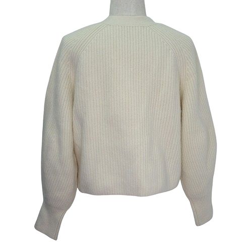 【820】アナイ　ウールカシミヤ片畦Ｖネック　カーディガン　アイボリー　38 アナイ ANAYI 長袖 ニット カーディガン 肩畔 Ⅴネック ウールカシミヤ