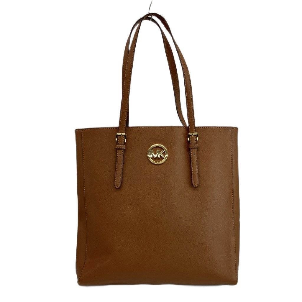 マイケルコース MICHAEL KORS トートバッグ ワンショルダー 牛革 サフィアーノレザー MKサークルロゴ ゴールド金具 茶色 ブラウン /XZ ■GY11