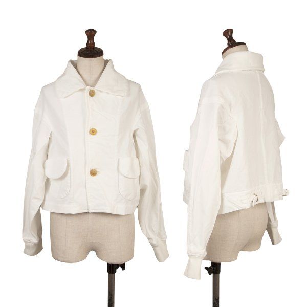 コム・デ・ギャルソン２０２２ 春夏物　ポリエステルショートジャケット　白 コムデギャルソンCOMME des GARCONS エステルショートジャケット 白S