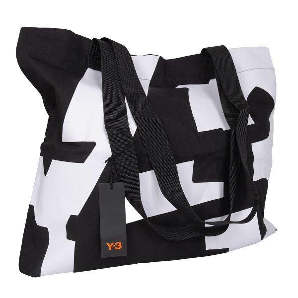 【美品】Y-3 バックプリント ビッグロゴ サンプル風デザイン M ブラック ワイスリーY-3 ビッグロゴプリントトートバッグ 黒白 - メルカリ