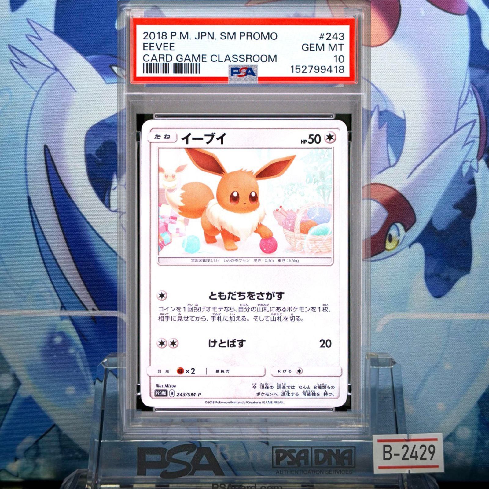 PSA10 イーブイ プロモ SM ポケモンカードゲーム教室 243 2018 B-2429