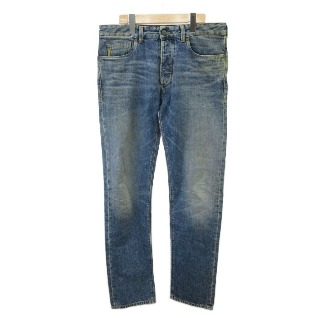 アルマーニ ジーンズ ARMANI JEANS デニム ジーンズ W31L34 青 ブルー ダメージ加工 ロゴプレート /KK ■GY19