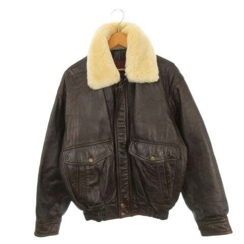 ROCKY TOP フライトジャケット レザー 羊革 本革 M 茶 ブラウン ファーカラー 長袖 ポケット付き 4210-02 /AH25 ■GY18