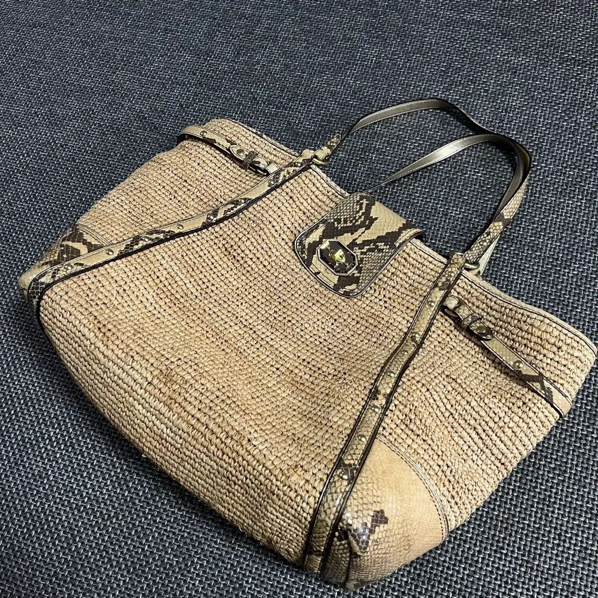 COACH コーチ ナチュラル ストロー トートバッグ ショルダーバッグ