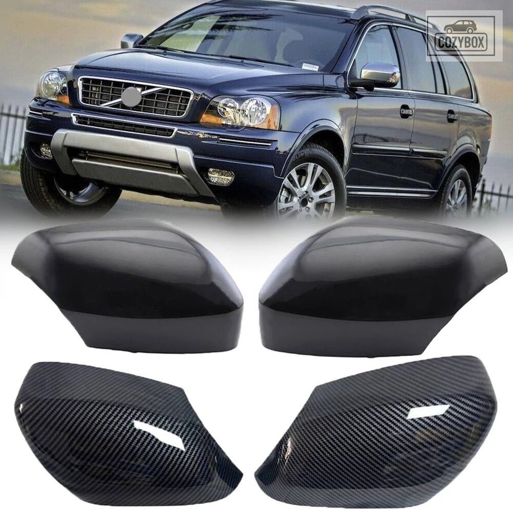 1 ペアサイドバック ミラー カバーキャップ左右 カーボンブラック ボルボ XC70 2008-2