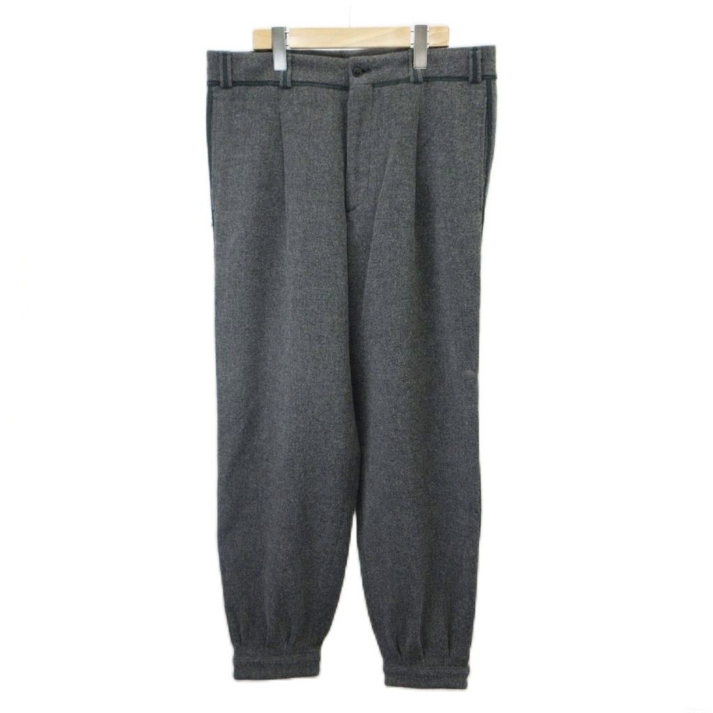 ジョルジオアルマーニ GIORGIO ARMANI パンツ スラックス ウール 48R グレー ワイド 1タック パイピング フルレングス /PP ■GY19