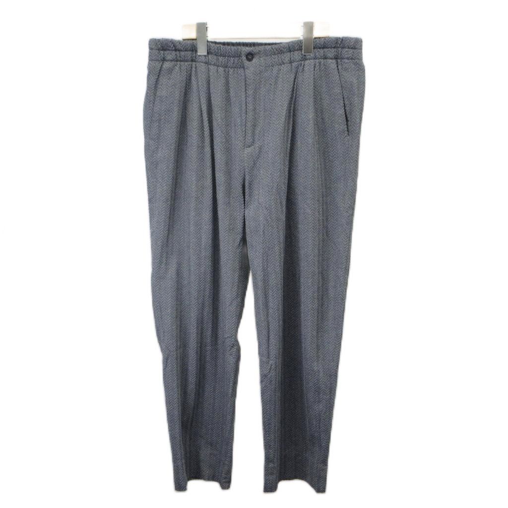 ジョルジオアルマーニ GIORGIO ARMANI イージーパンツ 50R グレー ヘリンボーン柄 総柄 タック入り 近年モデル /PP ■GY19
