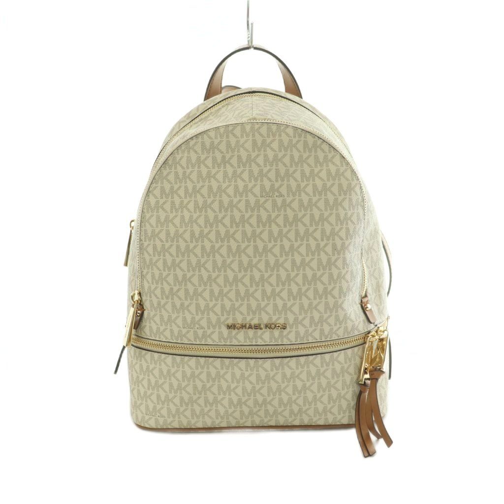 マイケルコース MICHAEL KORS リュックサック デイバッグ モノグラム柄 白 ホワイト 茶 ブラウン /MI ■GY18