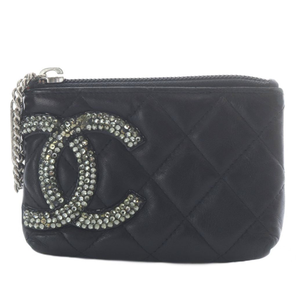 シャネル CHANEL ヴィンテージ カンボンライン コインケース 小銭入れ ココマーク キルティング レザー ブラック 15番台 /YO30 ■OH