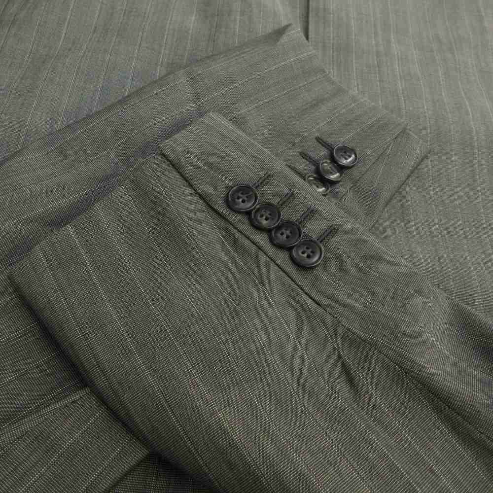 エンポリオアルマーニ EMPORIO ARMANI JOSH LINE スーツ セットアップ 上下 テーラードジャケット ウール シルク混 シングル 2B 総裏地 肩パッド パンツ スラックス ストライプ 54 XXL グレー /XZ ■GY50