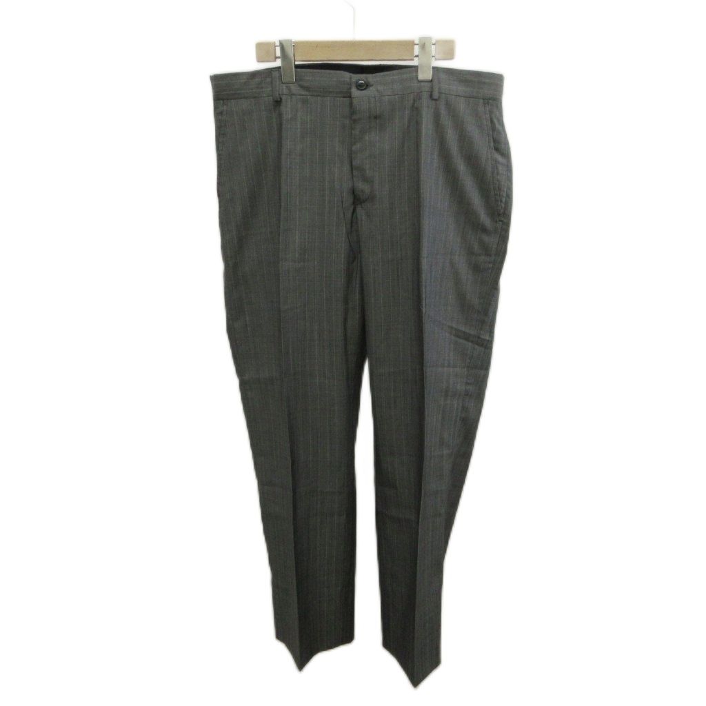 エンポリオアルマーニ EMPORIO ARMANI JOSH LINE スーツ セットアップ 上下 テーラードジャケット ウール シルク混 シングル 2B 総裏地 肩パッド パンツ スラックス ストライプ 54 XXL グレー /XZ ■GY50