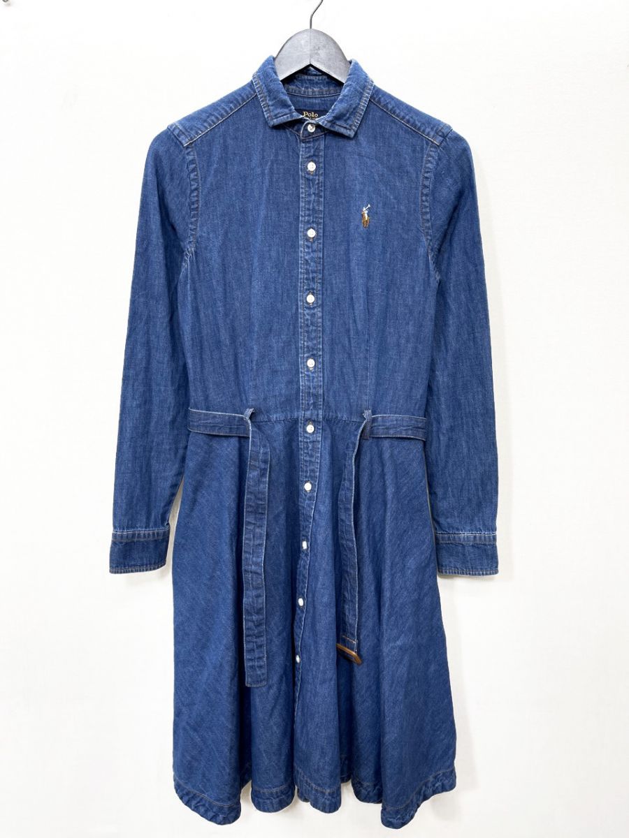 Ralph Lauren ラルフローレン Aライン ワンピース size2/S相当/青 ■■◎レディース