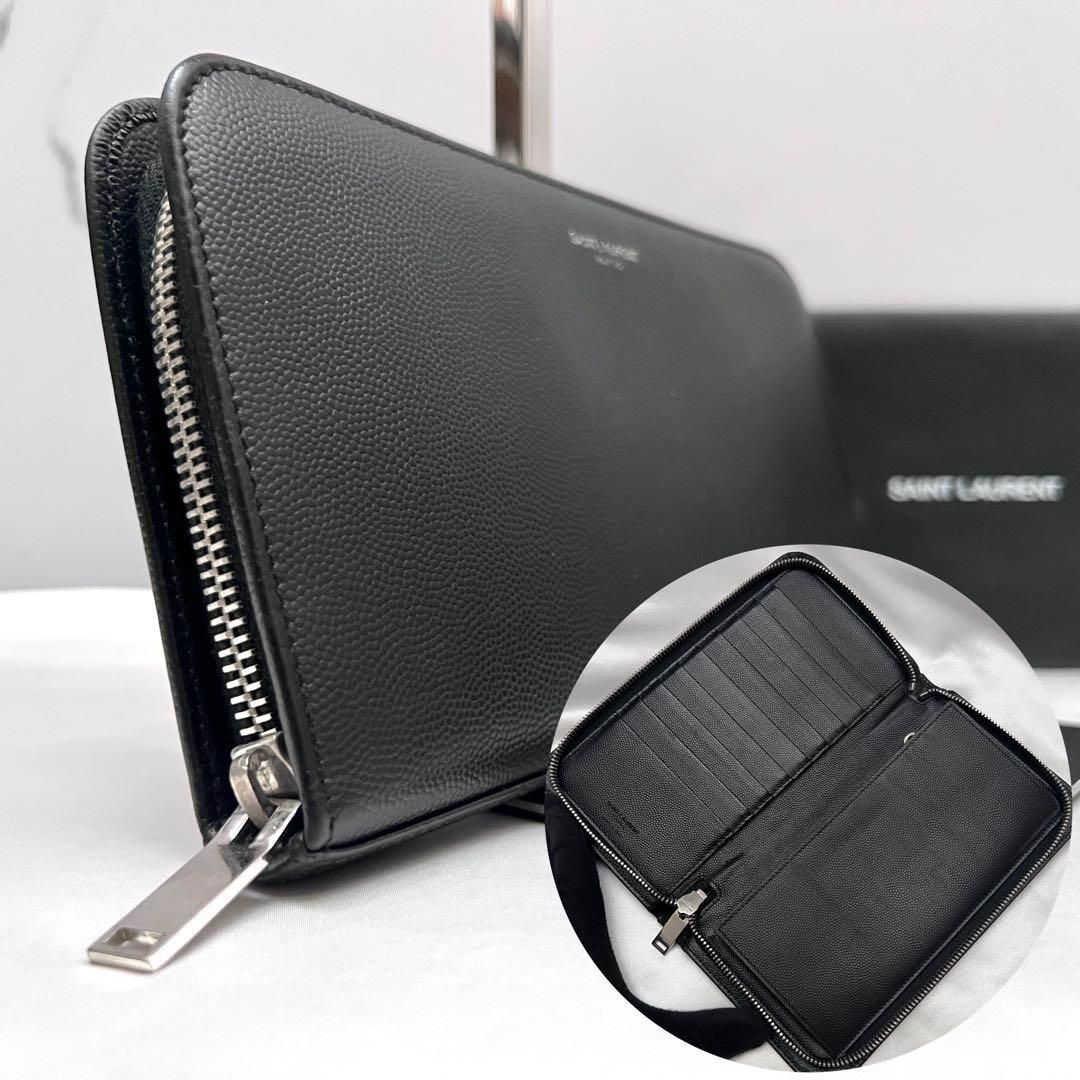 ◇美品◇サンローラン　ジッピーオーガナイザー　キャビアスキン　ブラック ◇美品◇サンローラン ジッピーオーガナイザー キャビアスキン