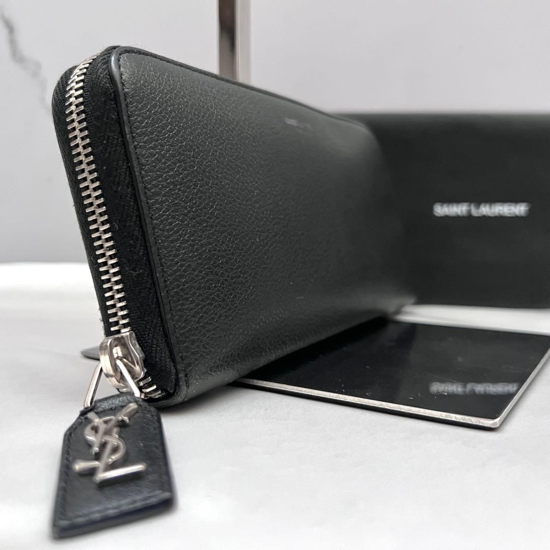◇美品◇サンローラン　長財布　グレインレザー　ブラック　カサンドラロゴ ◇美品◇サンローラン 長財布 グレインレザー ブラック カサンドラロゴ