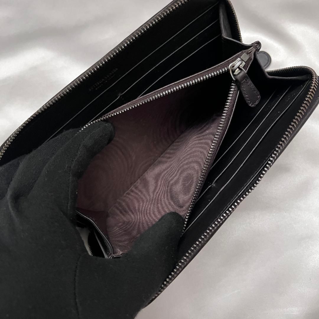 ◇美品◇ボッテガヴェネタ　長財布　ラウンドジップ　ブラック　ナッパレザー ◇極美品◇ボッテガヴェネタ 長財布 ラウンドファスナー ダーク